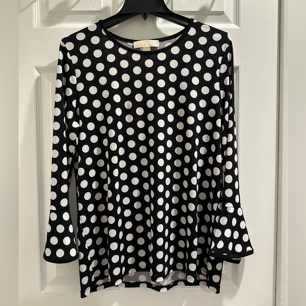 Michael Kors Polka Dot Bell Sleeve Blouse Size Large